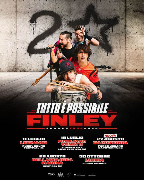 FINLEY – TORNANO LIVE CON “TUTTO È POSSIBILE-SUMMER TOUR 2026
