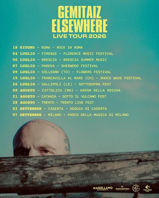 GEMITAIZ: dopo il grande esordio dal vivo di “ELSEWHERE LIVE TOUR 2026”, prosegue il viaggio live nei festival italiani.