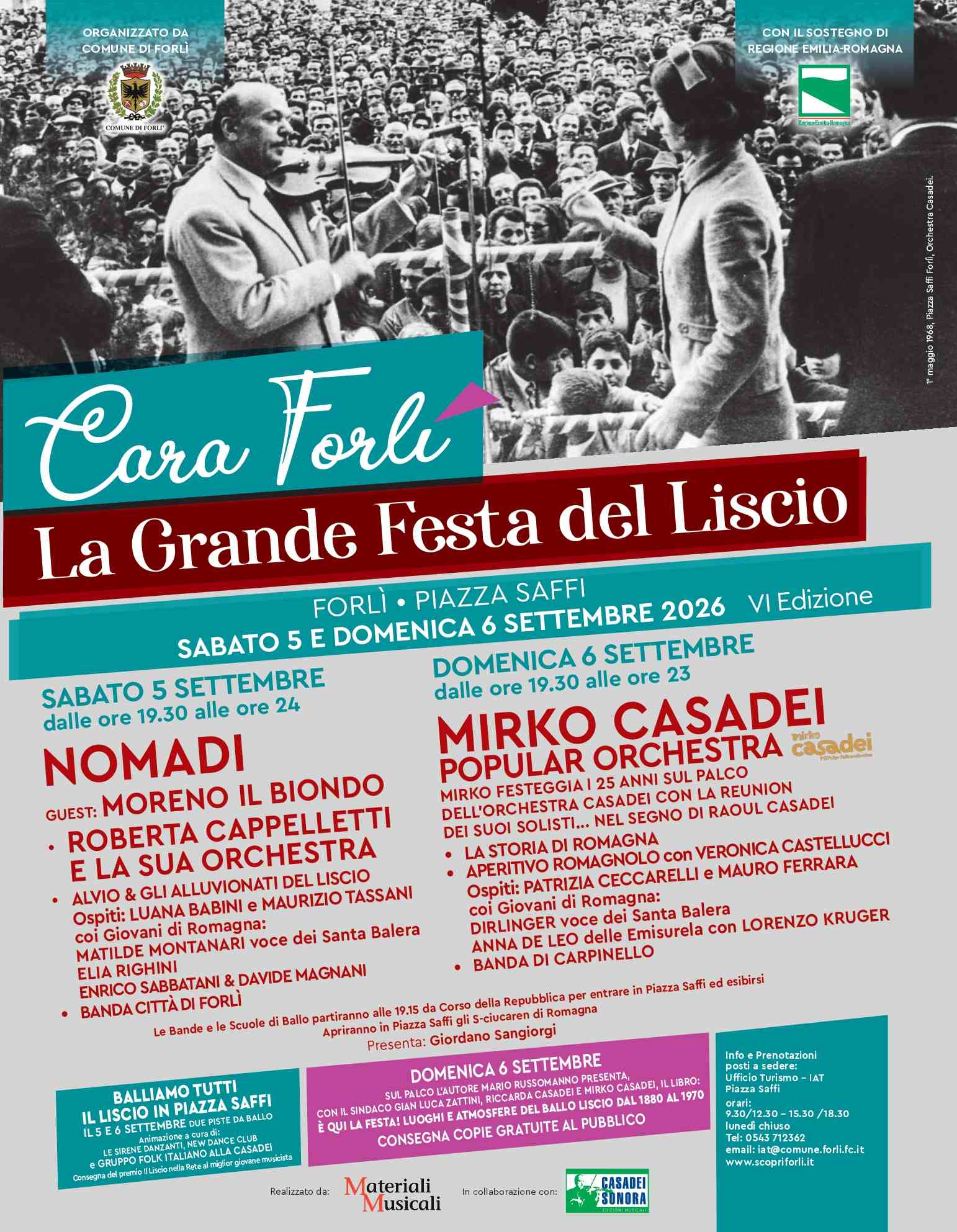 CARA FORLÌ: LA GRANDE FESTA DEL LISCIO, AL VIA LA SESTA EDIZIONE -PIAZZA SAFFI SABATO 5 E DOMENICA 6 SETTEMBRE 2026