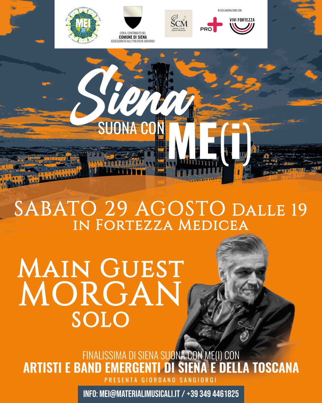 Siena suona con ME(I), seconda edizione: ultimi giorni per iscriversi al contest per suonare prima di Morgan alla Fortezza di Siena!