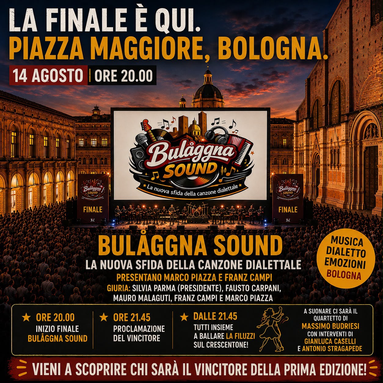 Bulåggna Sound arriva alla finale: giovedì 14 agosto, dalle ore 20 – Piazza Maggiore ospiterà la finale della prima edizione.