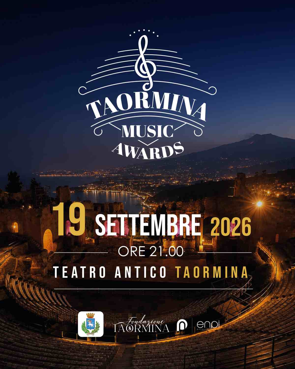 Il 19 settembre al Teatro Antico di Taormina (Messina) arrivano i TAORMINA MUSIC AWARDS! Ospiti della serata Alessio Bondì, Serena Brancale, Diodato, Ditonellapiaga, Ermal Meta, Mille e tanti altri ancora